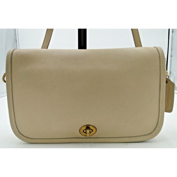 Vintage Coach Beige Leather Penny‎ Pocket Purse Crossbody USA M9N-9755 - Picture 2 of 7